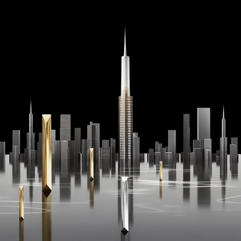 black-golden-building